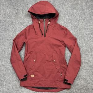DC Ski Snowboard Jacket Women Medium Red Hooded Water Resistant 10K Pullover